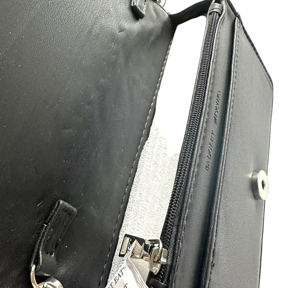 Badgley Mischka Diamond Quilted Crossbody‎ Bag Black NWT